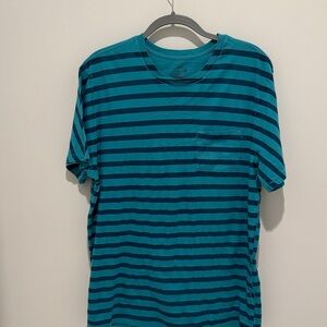 On the Byas Blue and Teal Striped Short Sleeve Tee